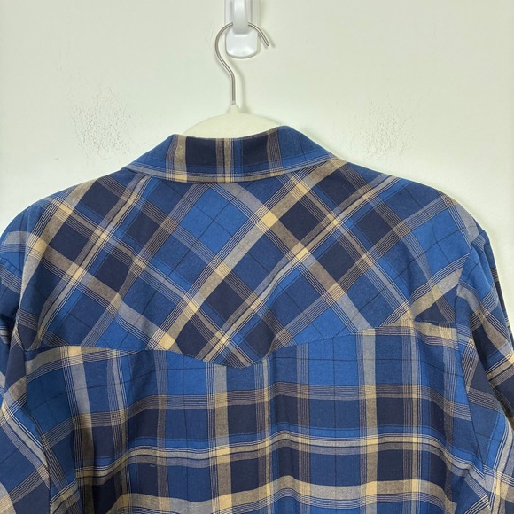 Ely Cattleman Blue Plaid Western Pearl Snap Shirt Men's Medium Cowboy Retro - Picture 7 of 8
